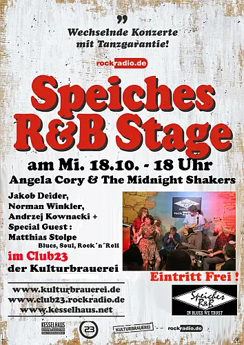Angela Cory and The Midnight Shakers - Jakob Deider, Norman Winkler, Andrzej Kownacki + Special Guest Matthias Stolpe - Blues, Soul, Rock´n´Roll- Speiches R&B Stage | Tanzkonzert für Erwachsene