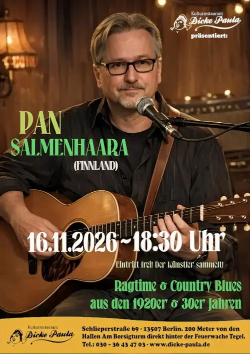 Pan Salmenhaara | Ragtime & Country Blues - im Kulturrestaurant Dicke Paula