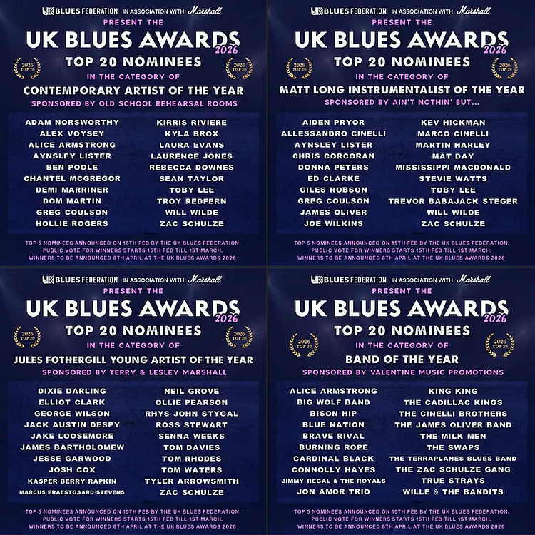Zac Schulze Band British Blues Award Nominierungen 2026
